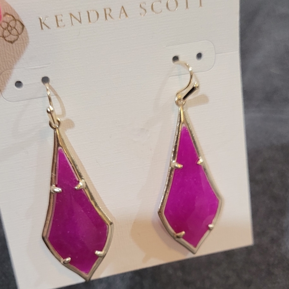 NWT Kendra Scott Faceted Earrings Purple Jade and Gold . So pretty! - Picture 5 of 9